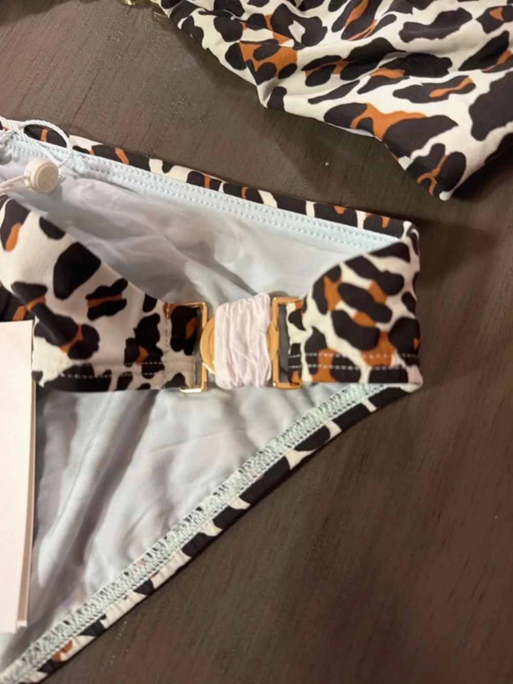Tory Burch Leopard-Print Bikini Set in Black, Brown & Cream with Gold Logo
